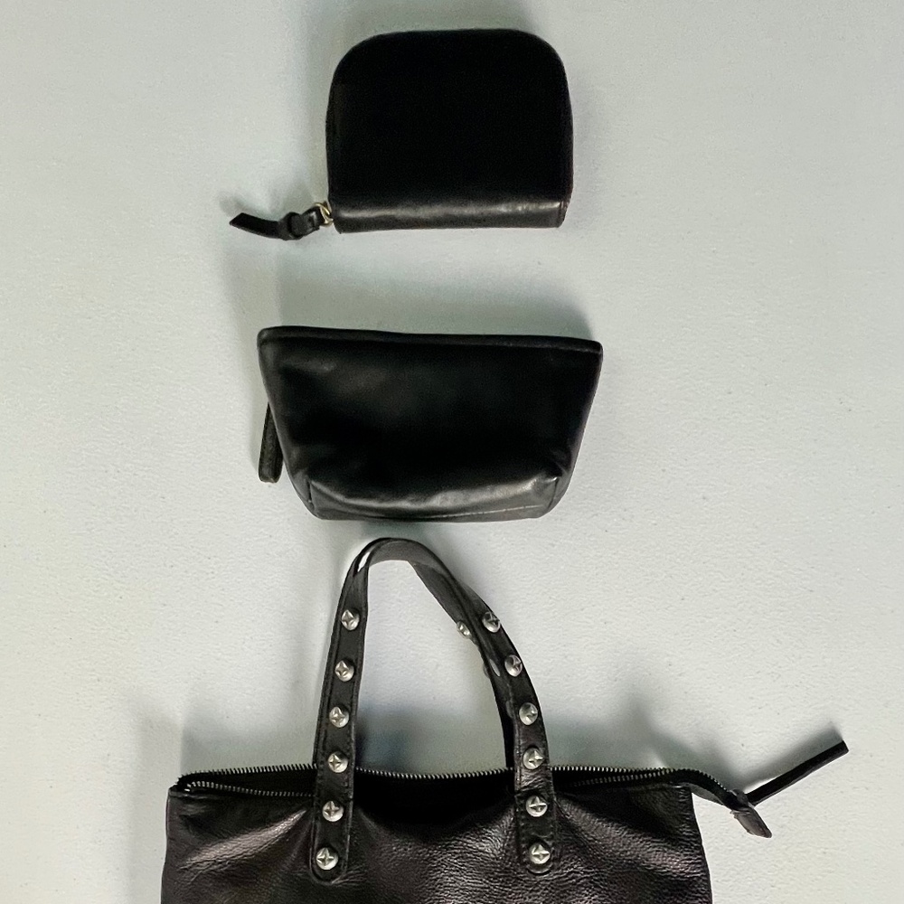 3 Items- Free People Leather Backpack & Madewell Make up Pouch & Small